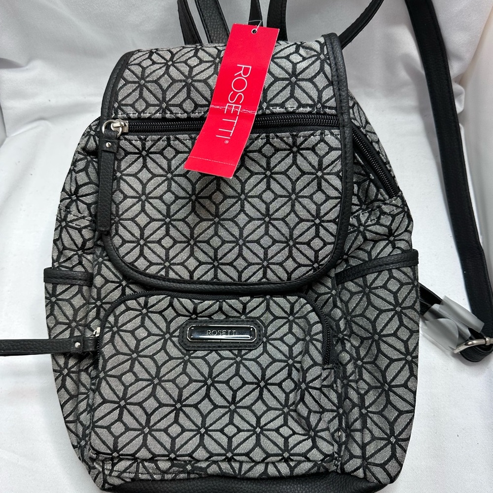 Rosetti Geometric Black and Gray Backpack